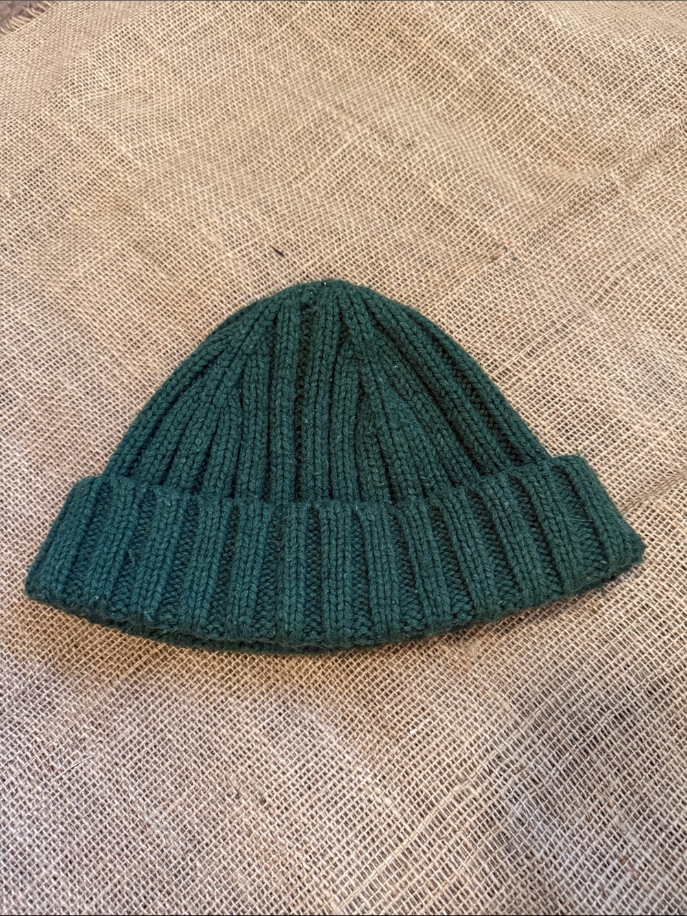 Ribbed Knit Beanie Hat in Dark Green